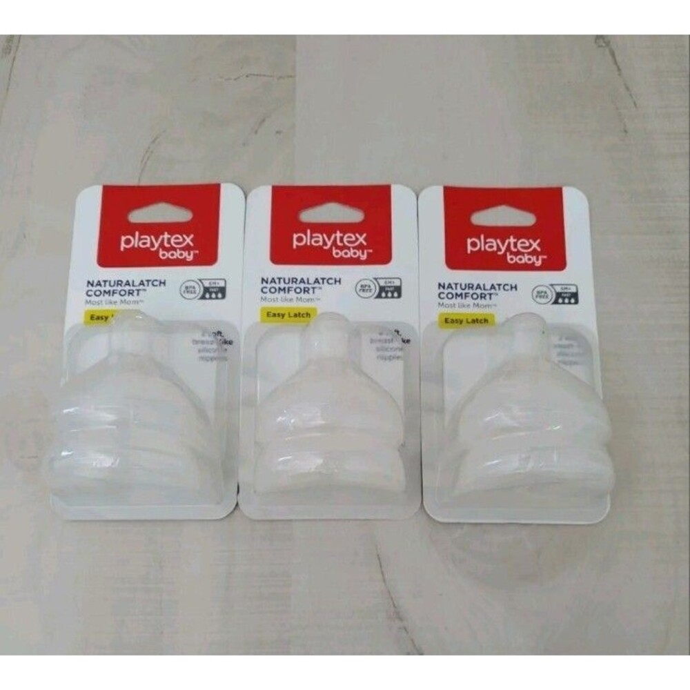 3x Playtex NaturalLatch Comfort Silicone Bottle Nipples 6M+ Fast Flow (6) Total